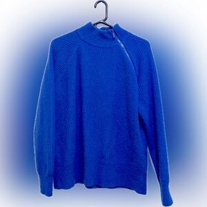 LOFT Lou & Grey Women’s Royal Blue Comfy Sweater with Zipper, Size Small